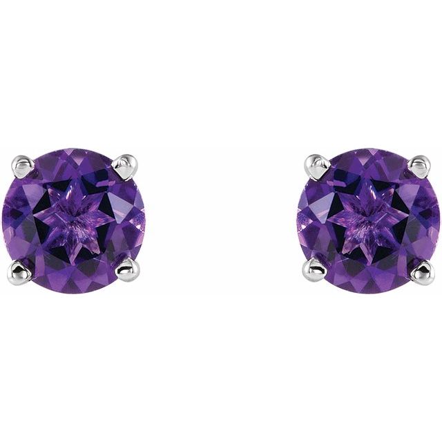 14K White 5 mm Natural Amethyst Stud Earrings