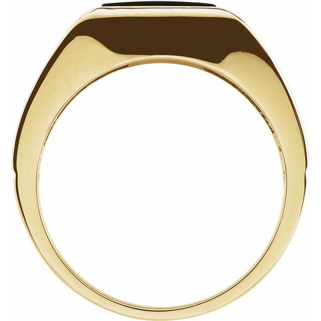 14K Yellow Natural Black Onyx Ring