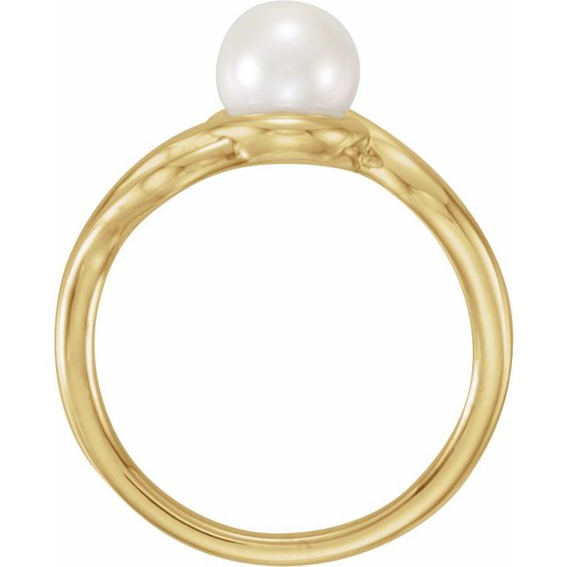 14k Yellow Cultured White Freshwater Pearl Ring