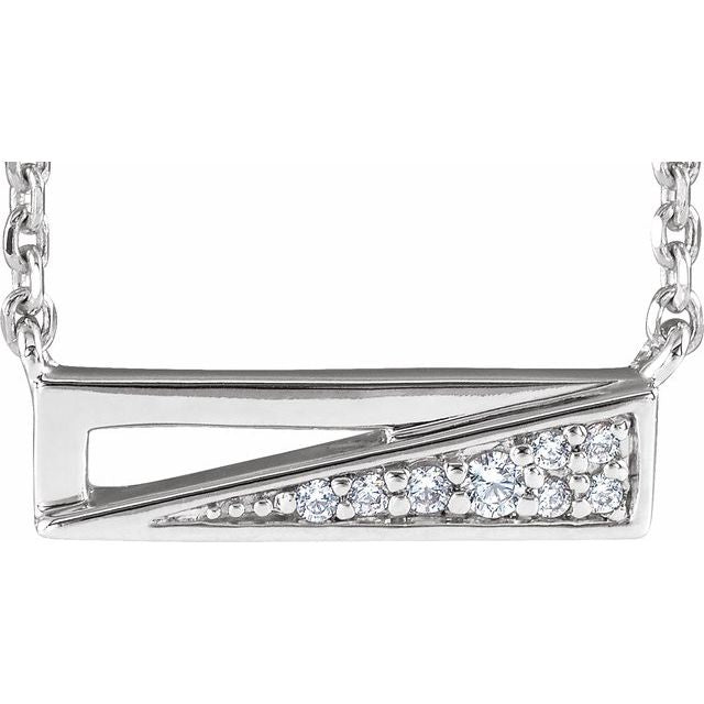 14K White .05 CTW Natural Diamond Bar 18' Necklace