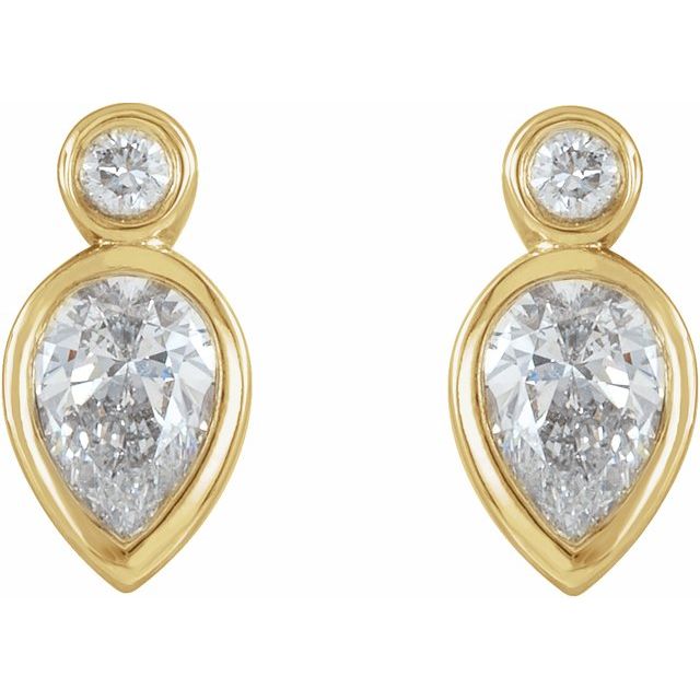 14K Yellow 1/3 CTW Natural Diamond Bezel-Set Earrings