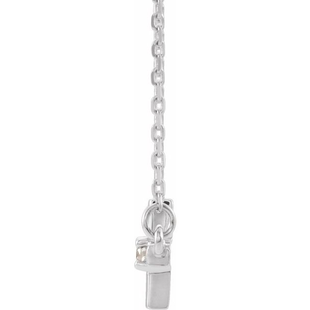 14K White .03 CTW Natural Diamond Sideways Cross 16-18' Necklace