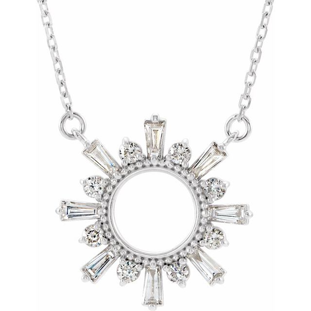 14K White 3/8 CTW Natural Diamond Circle 18' Necklace