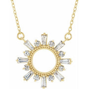 14K Yellow 3/8 CTW Natural Diamond Circle 18' Necklace