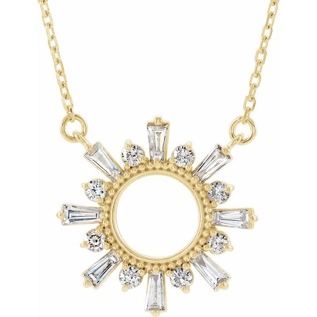 14K Yellow 3/8 CTW Natural Diamond Circle 18' Necklace