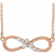 14K Rose 1/8 CTW Natural Diamond Infinity-Inspired Bar 18' Necklace