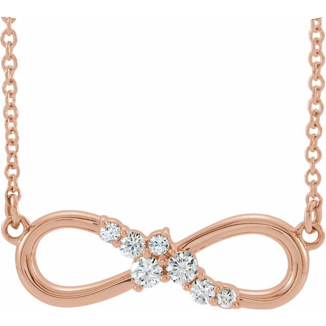 14K Rose 1/8 CTW Natural Diamond Infinity-Inspired Bar 18' Necklace