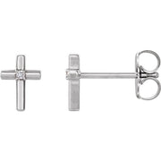 Sterling Silver .01 CTW Natural Diamond Cross Earrings