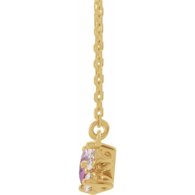 14K Yellow Natural Pink Sapphire & 1/6 CTW Natural Diamond 18' Necklace