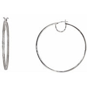 Sterling Silver Imitation White Cubic Zirconia Inside-Outside 52.5 mm Hoop Earrings
