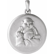 14K White Buddha Pendant