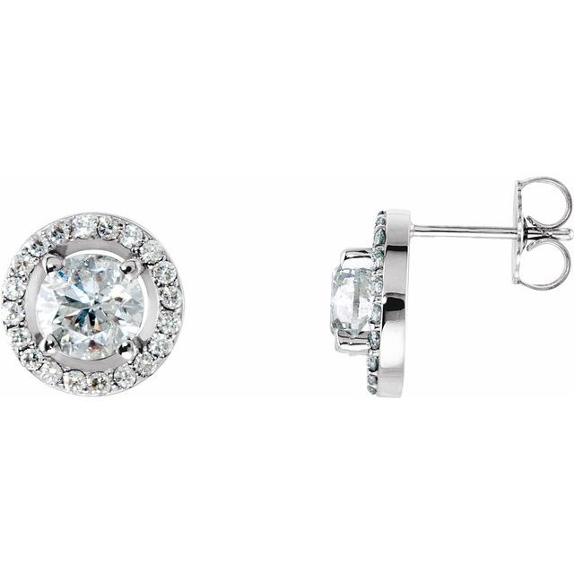 14K White 2 1/3 CTW Lab-Grown Diamond Halo-Style Earrings