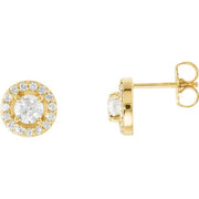 14K Yellow 9/10 CTW Lab-Grown Diamond Halo-Style Earrings