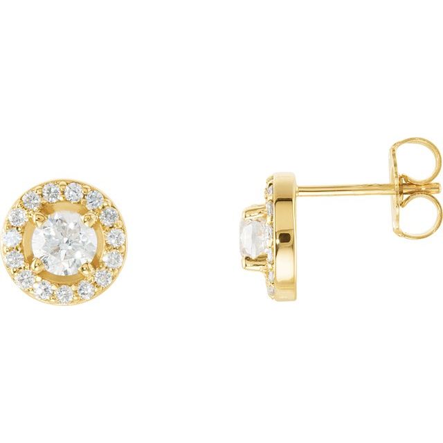 14K Yellow 9/10 CTW Lab-Grown Diamond Halo-Style Earrings