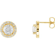 14K Yellow 1 1/2 CTW Lab-Grown Diamond Halo-Style Earrings