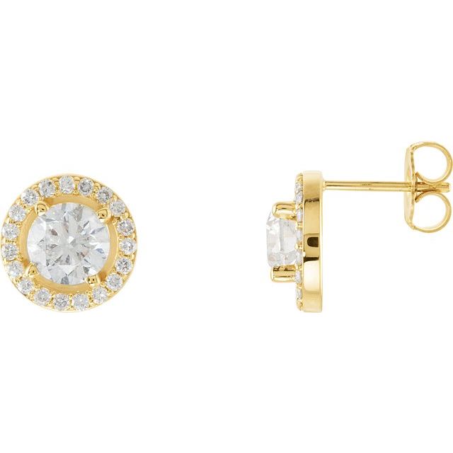 14K Yellow 1 1/2 CTW Lab-Grown Diamond Halo-Style Earrings