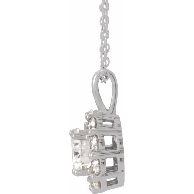 14k White 6.5 Mm Forever One™ Colorless Lab-grown Moissanite & 5/8 Ctw Natural Diamond 16-18' Necklace