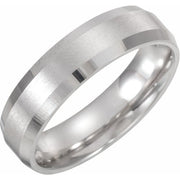 14k White 6 Mm Beveled-edge Comfort-fit Flat Band Size 8.5