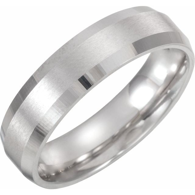 14k White 6 Mm Beveled-edge Comfort-fit Flat Band Size 8.5