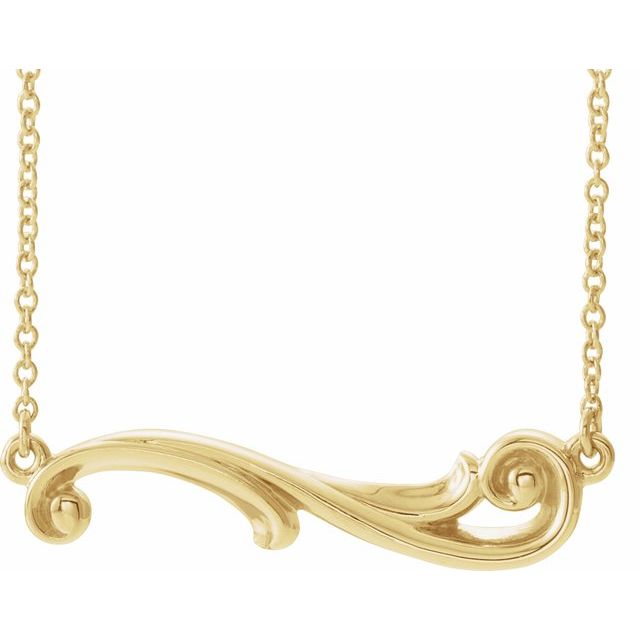 14K Yellow Freeform Bar 18' Necklace