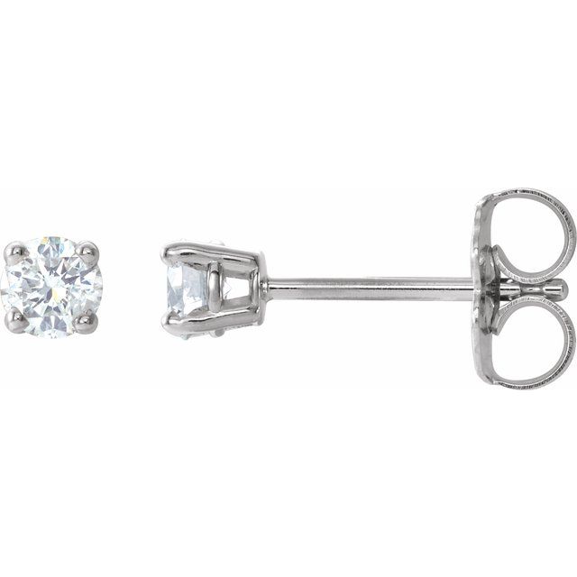 Sterling Silver 3 mm Imitation White Cubic Zirconia Stud Earrings