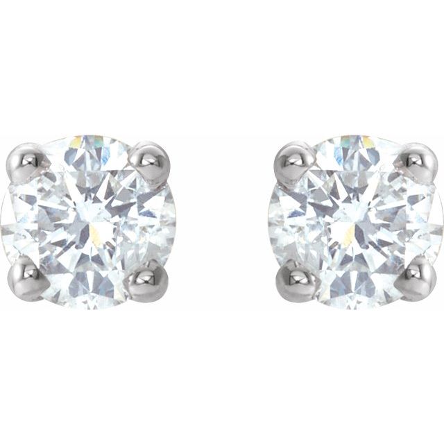 14k White 1/5 Ctw Natural Diamond Stud Earrings