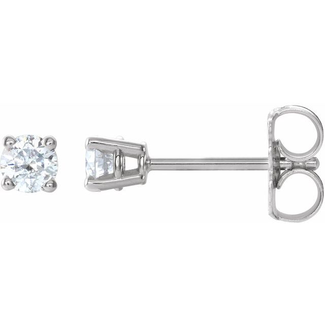 Sterling Silver 3.5 mm Imitation White Cubic Zirconia Stud Earrings