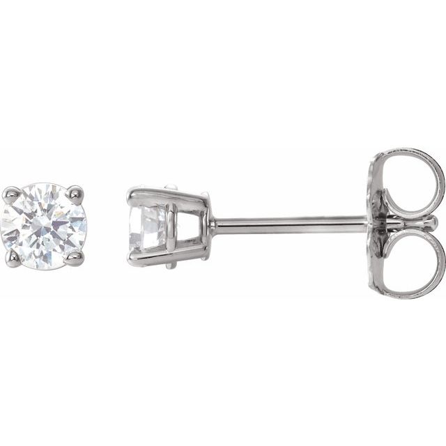 14k White 1/3 Ctw Natural Diamond Stud Earrings