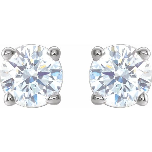 14k White 1/3 Ctw Natural Diamond Stud Earrings