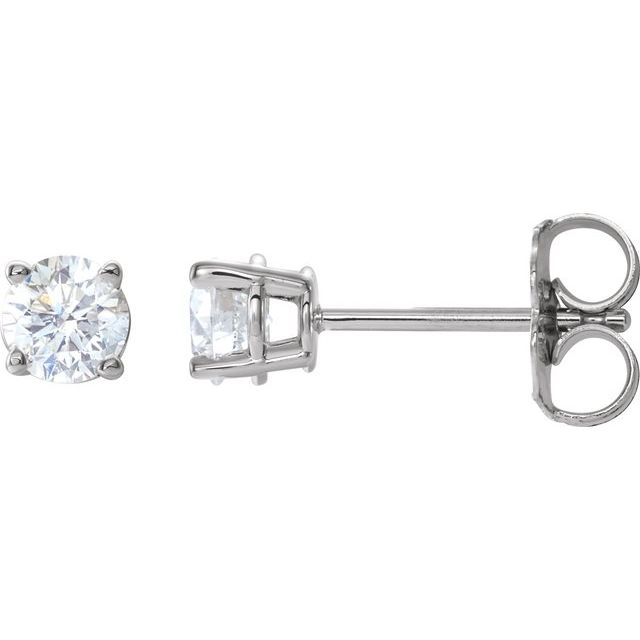 14k White 1/2 Ctw Natural Diamond Stud Earrings