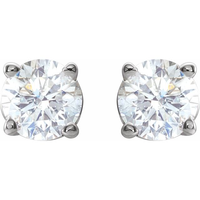 14k White 1/2 Ctw Natural Diamond Stud Earrings