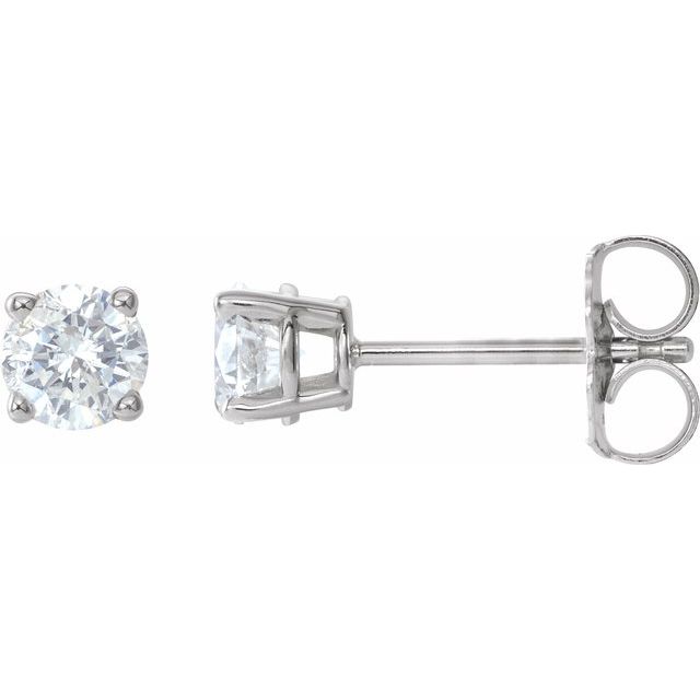14k White 3/4 Ctw Natural Diamond Stud Earrings