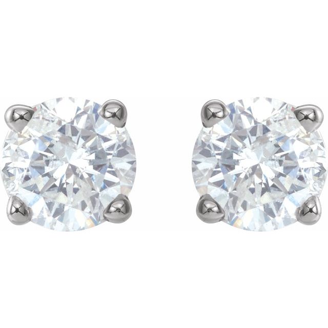Sterling Silver 4.5 mm Imitation White Cubic Zirconia Stud Earrings