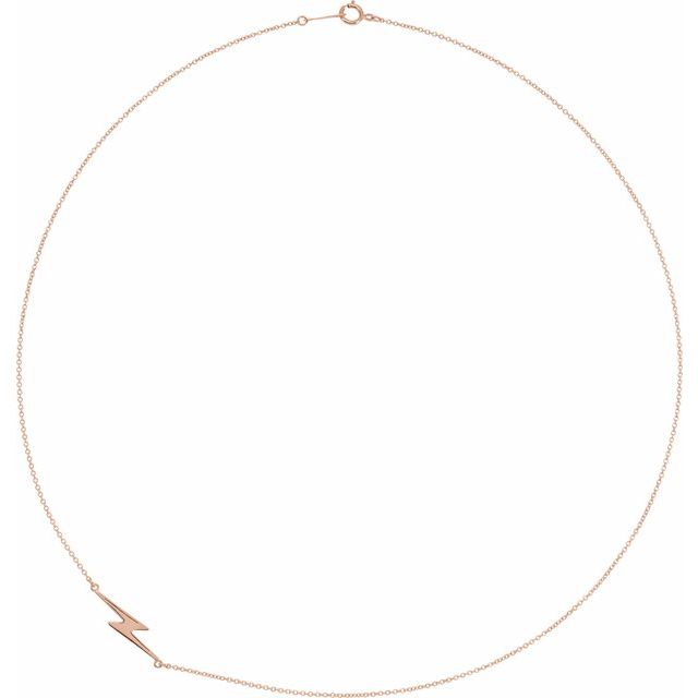 14K Rose Lightning Bolt 18' Necklace