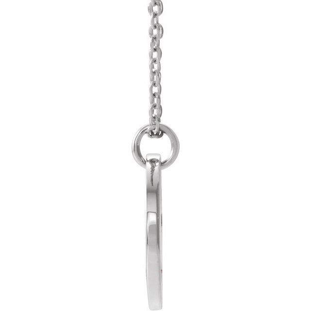 14k White Natural Tourmaline Pierced Cross Disc 16-18' Necklace