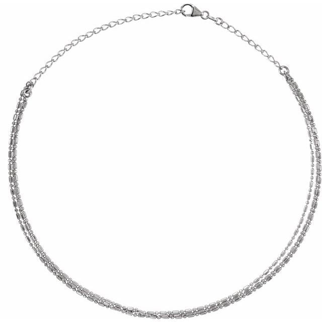 Sterling Silver Adjustable 3-Strand Bead 13-16' Necklace