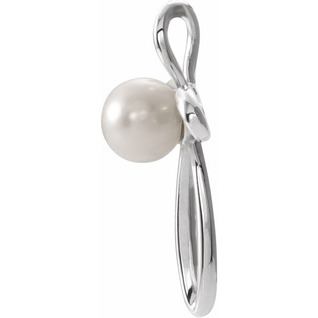 Sterling Silver Cultured White Freshwater Pearl Cross Pendant