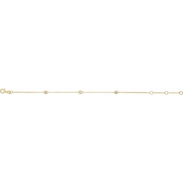 14K Yellow 1/6 CTW Natural Diamond Bezel-Set 3-Station 5 1/2-7' Bracelet