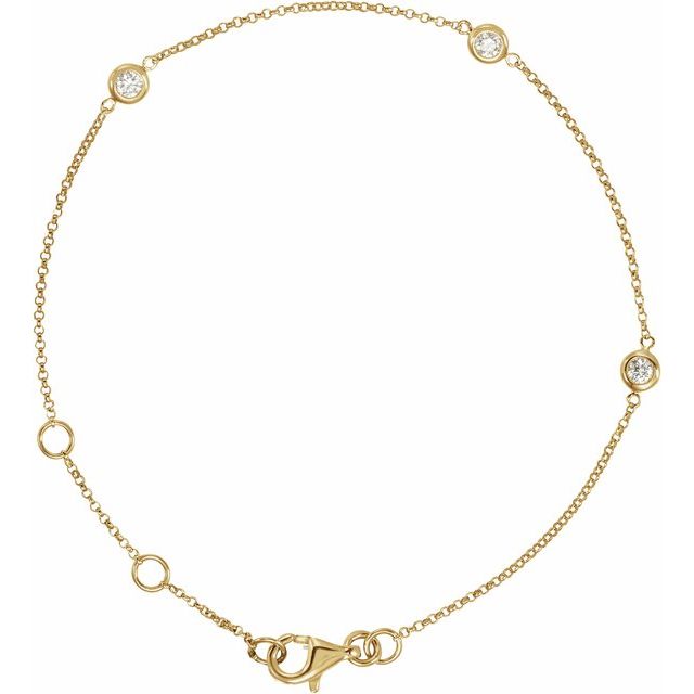 14K Yellow 1/6 CTW Natural Diamond Bezel-Set 3-Station 5 1/2-7' Bracelet
