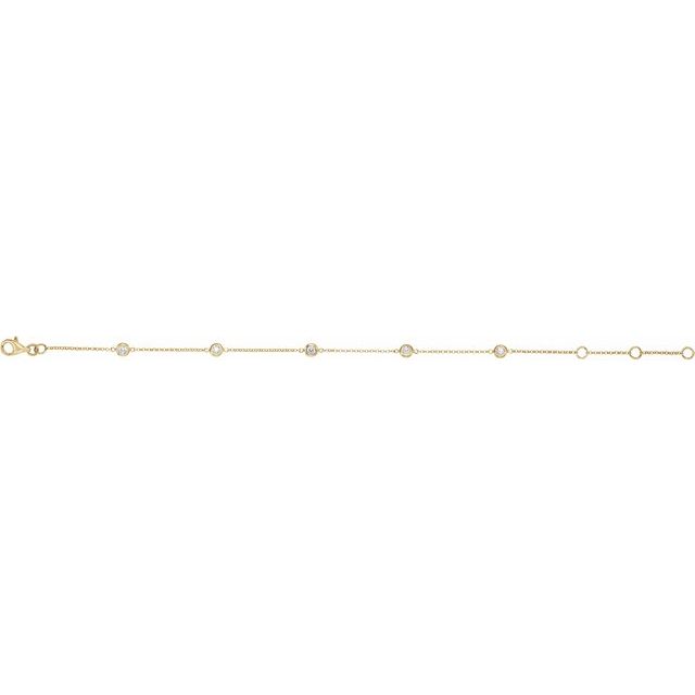 14K Yellow 1/4 CTW Natural Diamond Bezel-Set 5-Station 5 1/2-7' Bracelet