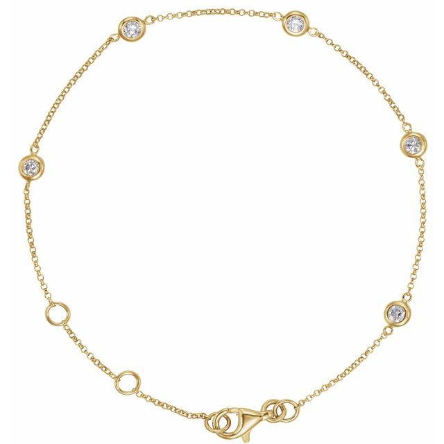 14K Yellow 1/4 CTW Natural Diamond Bezel-Set 5-Station 5 1/2-7' Bracelet