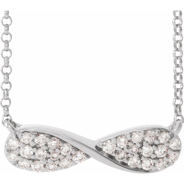 14K White 1/6 CTW Natural Diamond Infinity-Inspired 15-17' Necklace