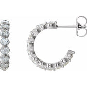 14K White 1 3/8 CTW Natural Diamond 16.5 mm Hoop Earrings