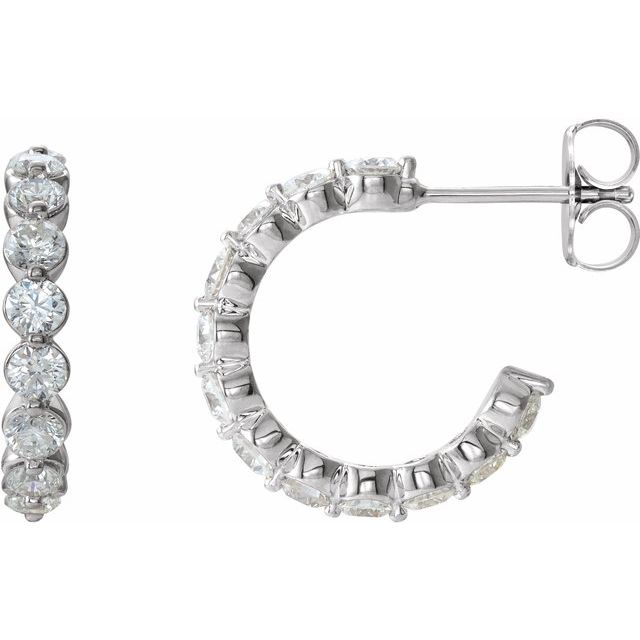 14K White 1 3/8 CTW Natural Diamond 16.5 mm Hoop Earrings