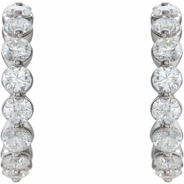 14K White 1 3/8 CTW Natural Diamond 16.5 mm Hoop Earrings