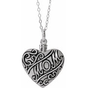 Sterling Silver Mom Heart Ash Holder 18' Necklace