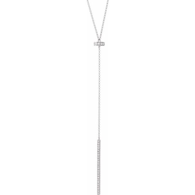 14K White 1/4 CTW Natural Diamond Bar 15-17' Y Necklace