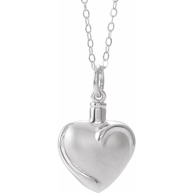 Sterling Silver Heart Ash Holder 18' Necklace