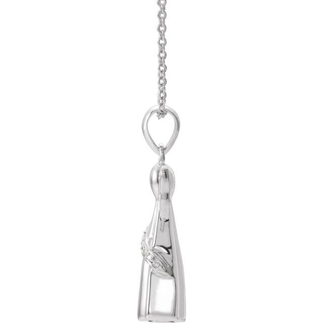 Sterling Silver Imitation White Cubic Zirconia Angel Ash Holder 18' Necklace