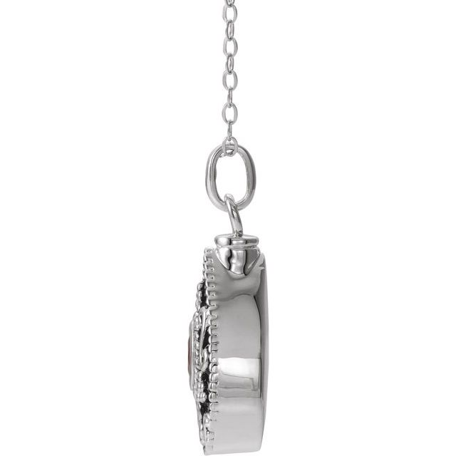 Sterling Silver 6x4 mm Oval January Birthstone Ash Holder 18' Necklace